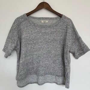 Small Madewell Boxy Oversized Heather Gray Short Sleeve Crop T-Shirt Shirt